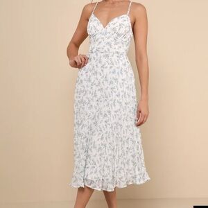 Lulu's Blue and Gray Midi Sundress for Wedding Guests